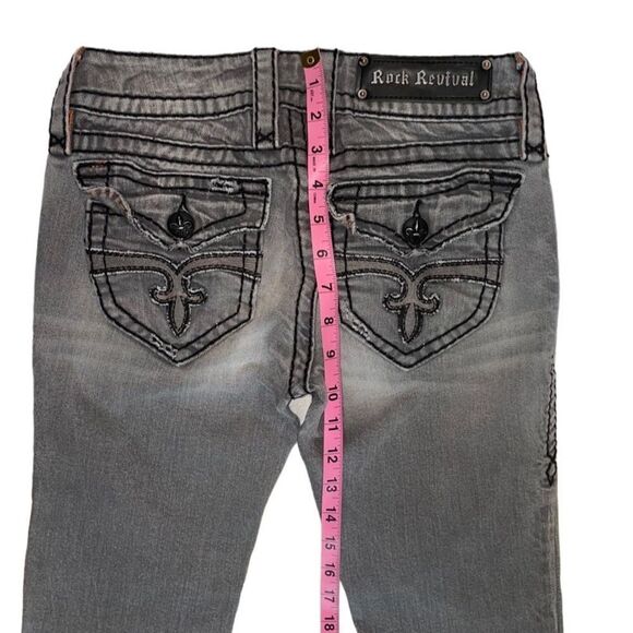 Rock revival grey destructed Eva bootcut jeans size 26 - Picture 5 of 9